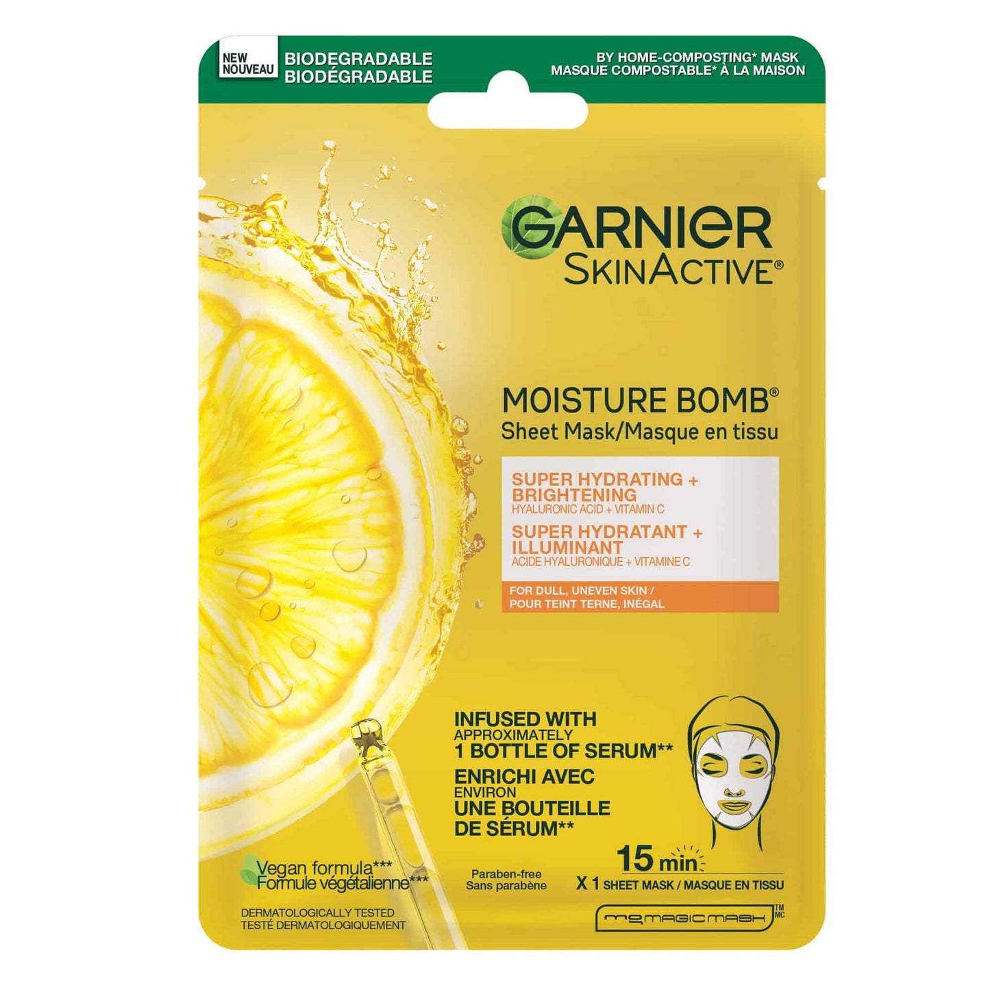 Paire GARNIER skin active masque facial en tissu