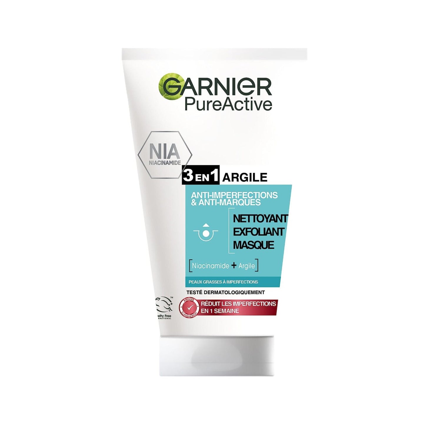 GARNIER pureActive Masque Exfoliant Nettoyant 3 en 1 Anti-imperfections